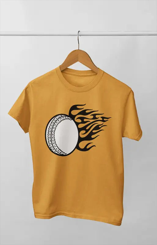 Men’s Round Neck Half Sleeve White Call - S / Golden Yellow